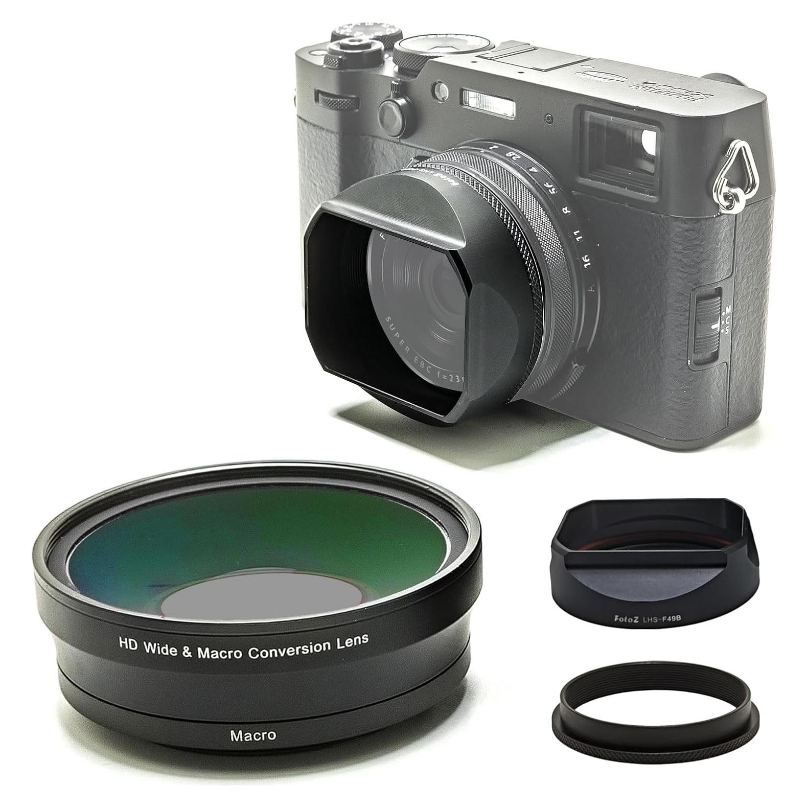 Lente de Conversión FotoZ 49mm 2 en 1 Gran Angular y Macro para Fujifilm X100V/X100VI