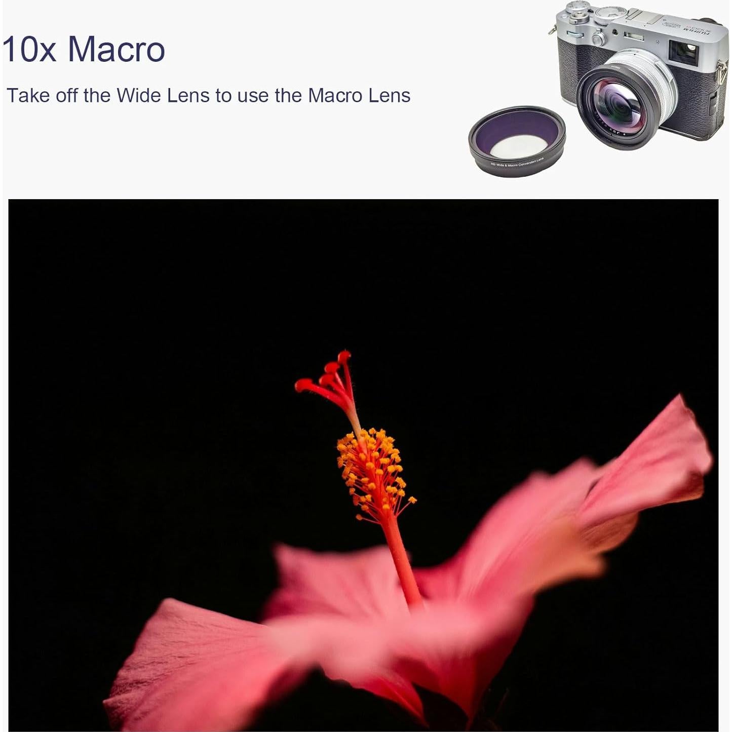 Lente de Conversión FotoZ 49mm 2 en 1 Gran Angular y Macro para Fujifilm X100V/X100VI