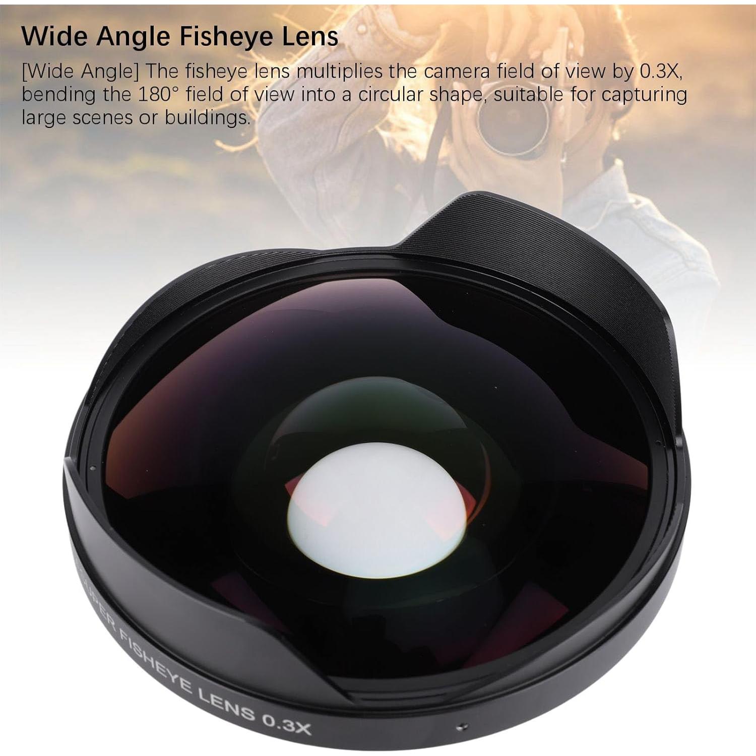 Lente Ojo de Pez 0.3X Asixxsix, Montaje 72MM, Alta Definición