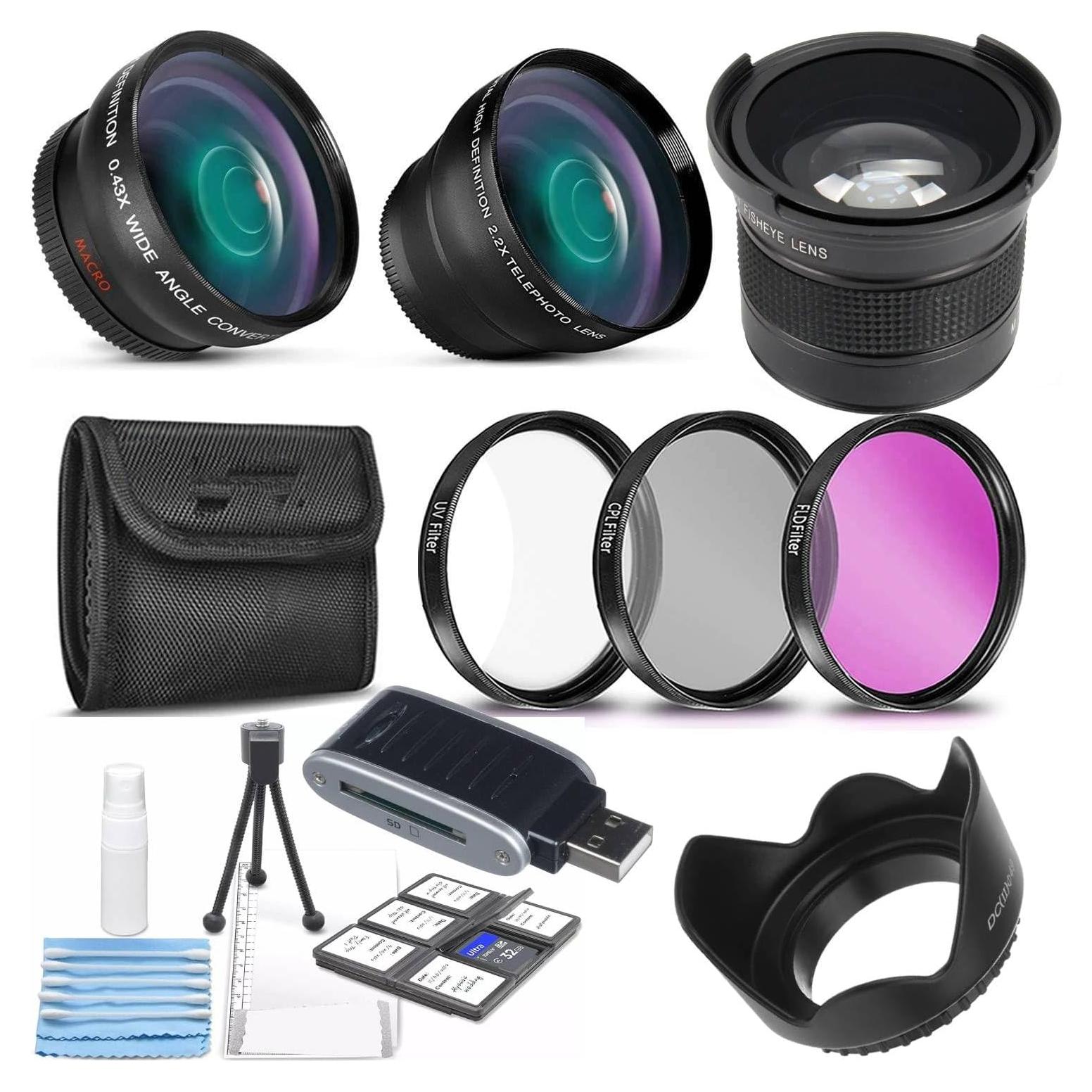 Kit de Lentes 49mm para Canon EOS R100 R50 R10 - Gran Angular, Telefoto 2X y Ojo de Pez