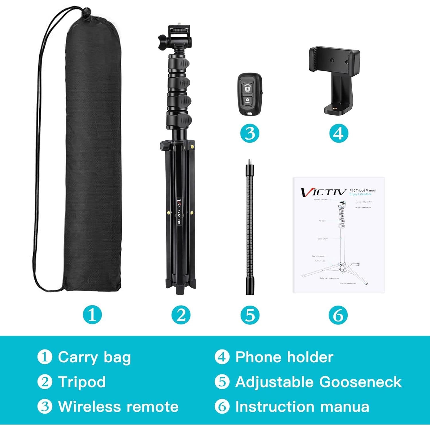 Trípode Flexible Victiv P10 para Teléfono 187,96 cm