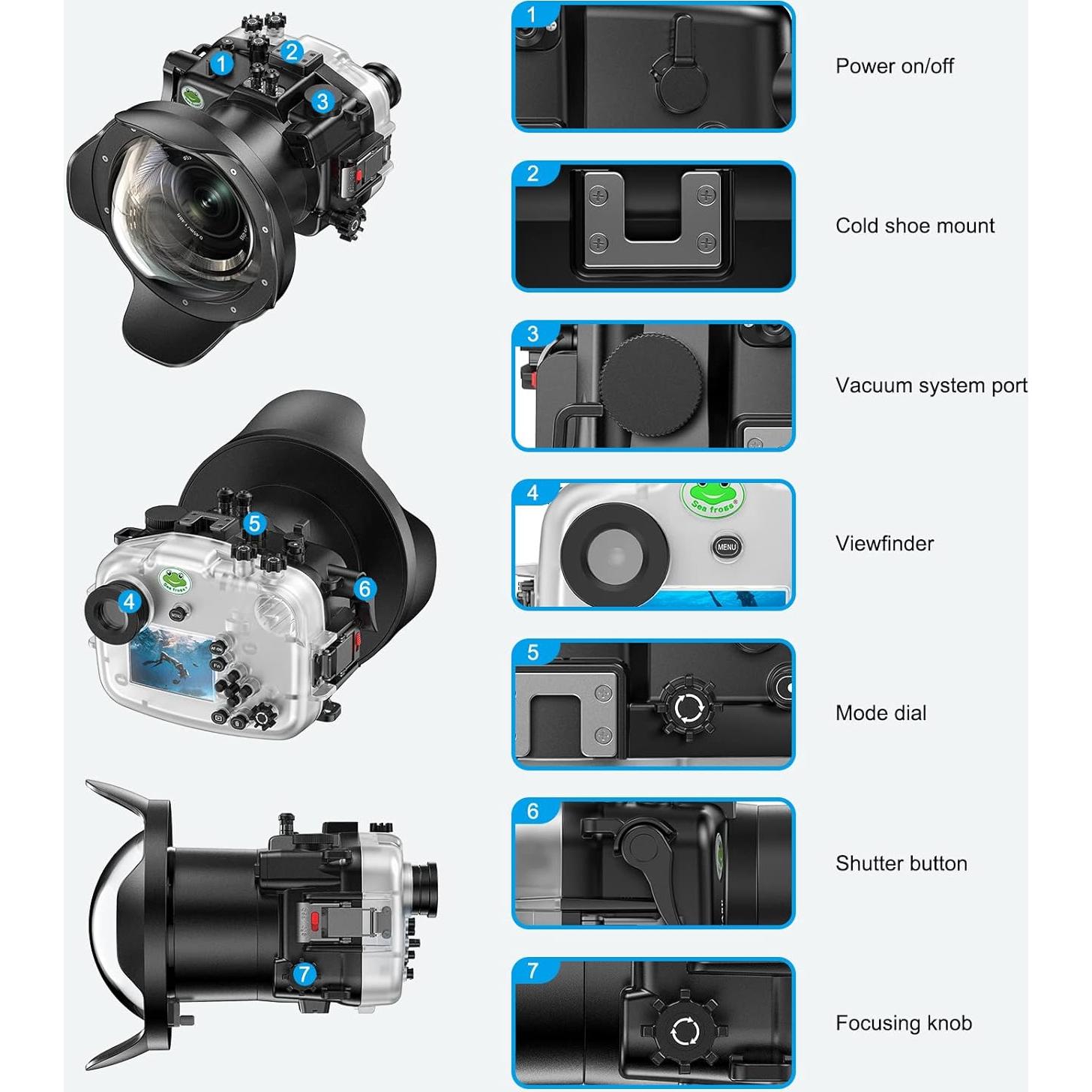 Carcasa a prueba de agua Sea Frogs para Sony A7C 16-35MM IPX8