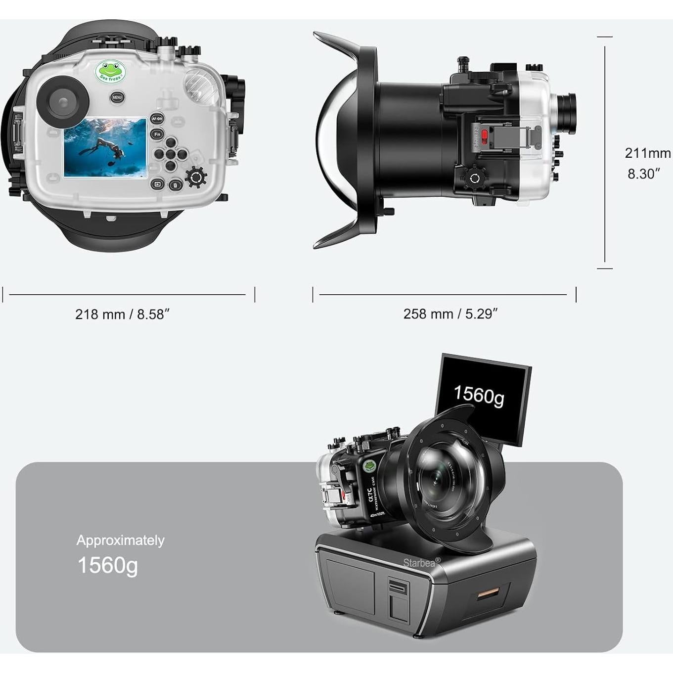 Carcasa a prueba de agua Sea Frogs para Sony A7C 16-35MM IPX8