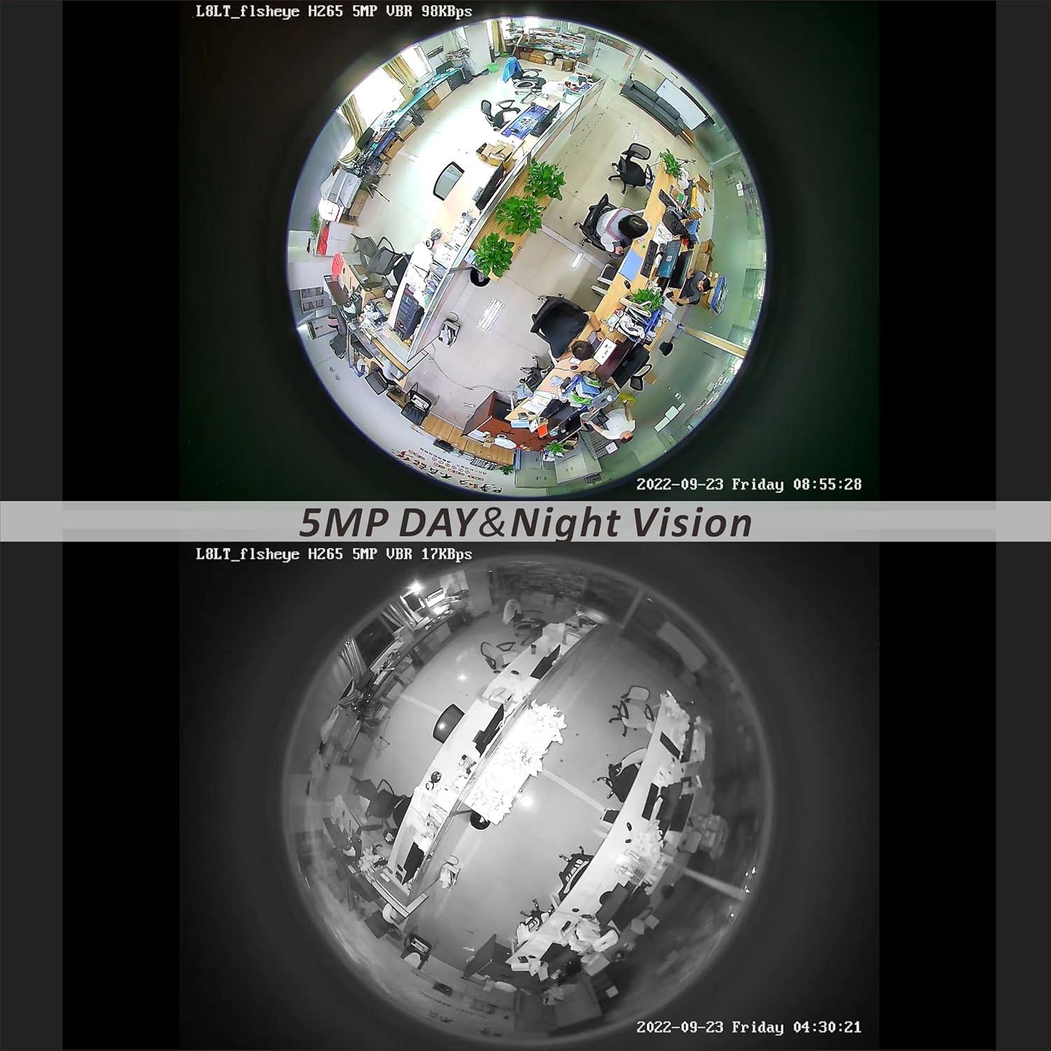 Cámara Fisheye IP POE 5MP Inwerang 360° Visión Nocturna