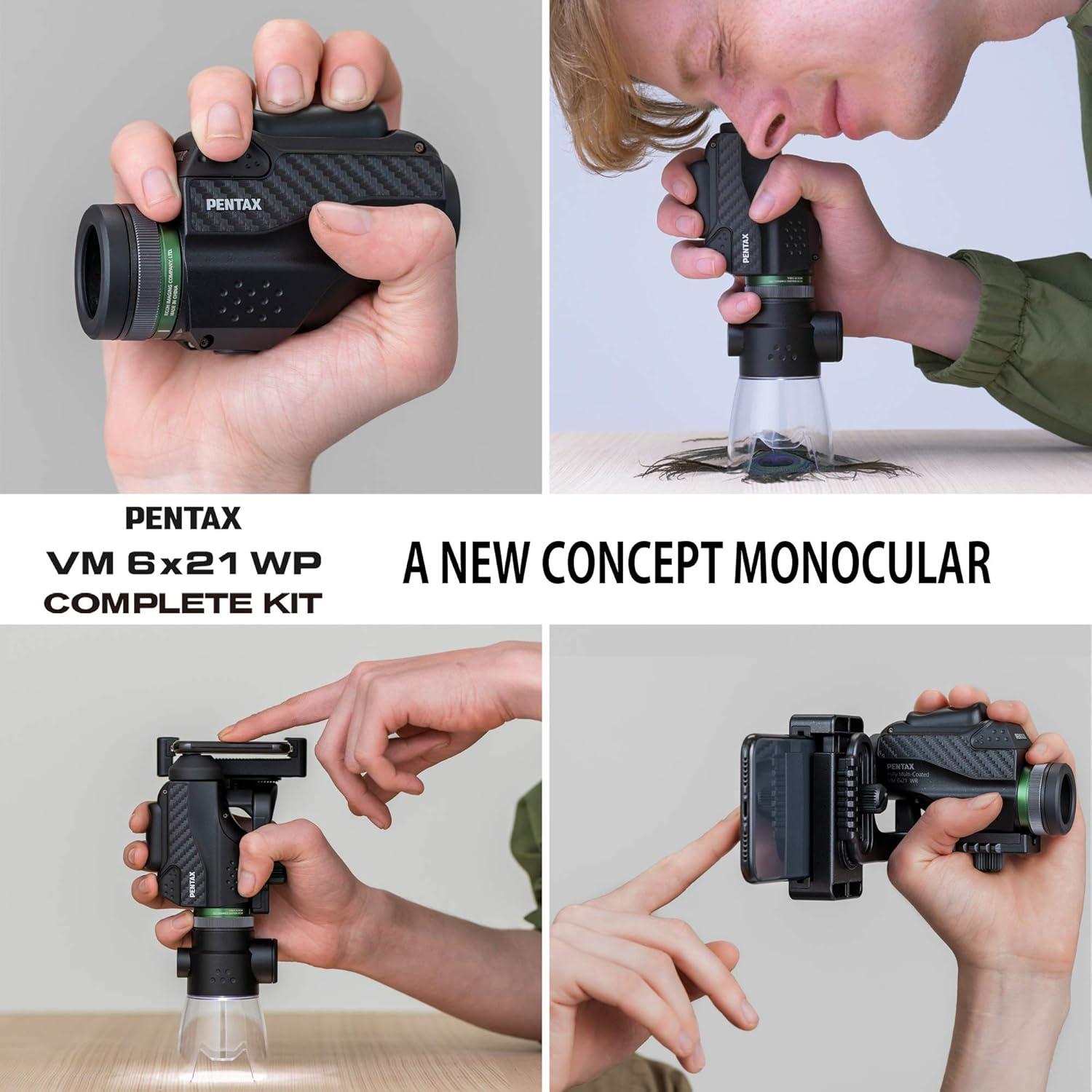 Monocular PENTAX VM 6x21 WP con Adaptador Smartphone y Soporte Macro