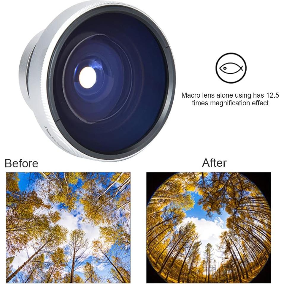 Lente Super Ojo de Pez 0.25X 37mm Aleación Aluminio Plateado