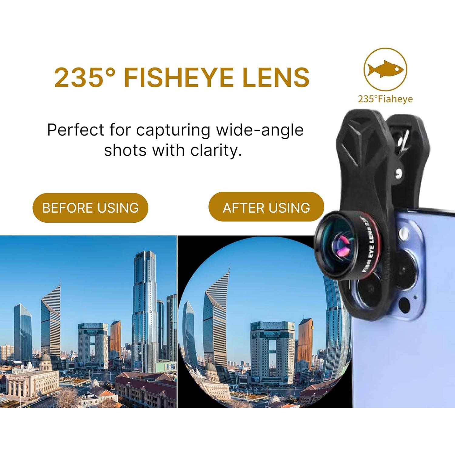 Lente de Cámara Ojo de Pez ULVEOL para iPhone 235° HD 3 en 1