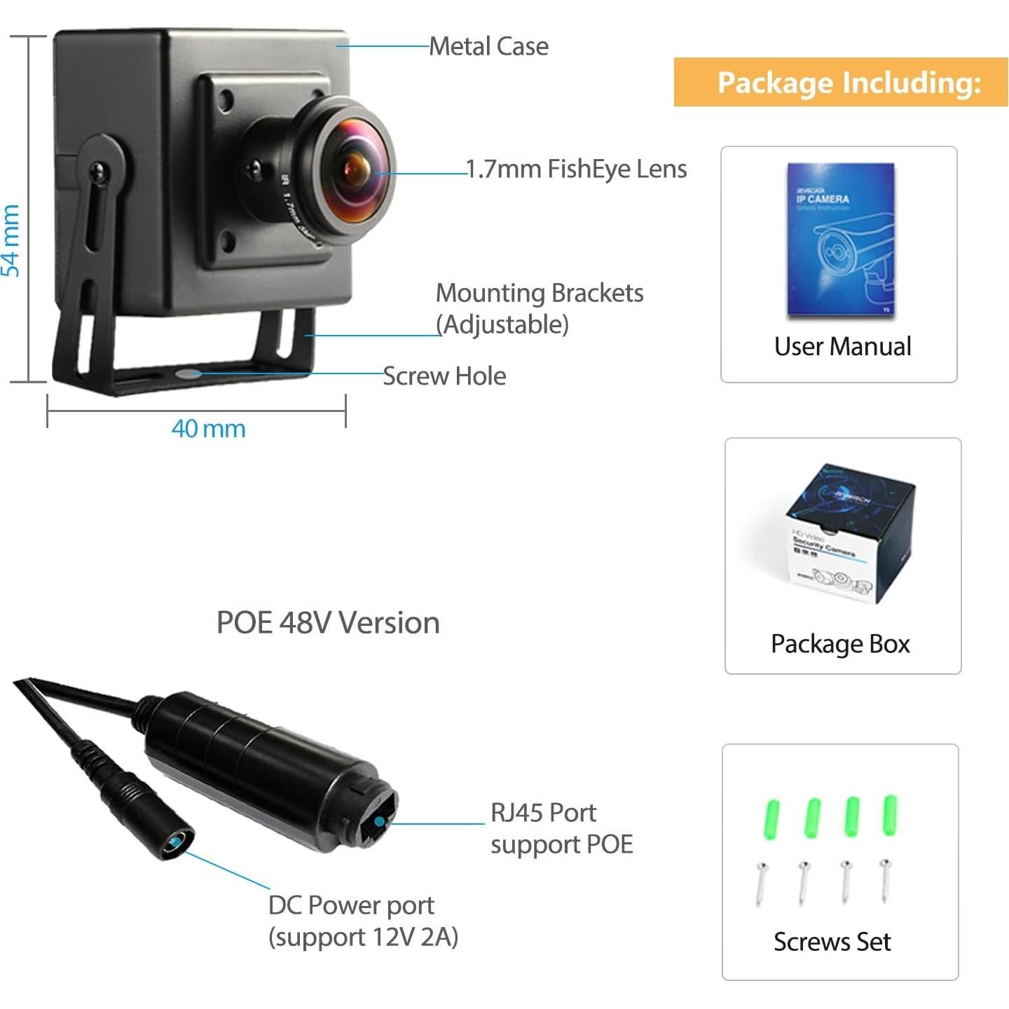 Cámara IP POE Fisheye 5MP REVODATA I706-3-P-HS 180°
