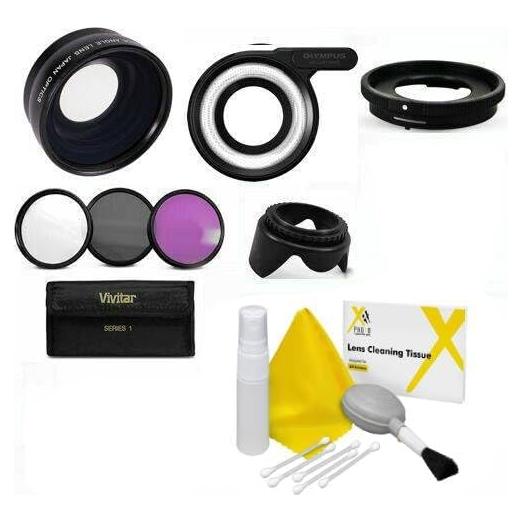 Lente Ojo de Pez Gran Angular 0.43X + Macro + Luz LED para Olympus Tough