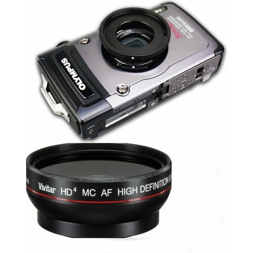 Lente Ojo de Pez Gran Angular 0.43X + Macro + Luz LED para Olympus Tough