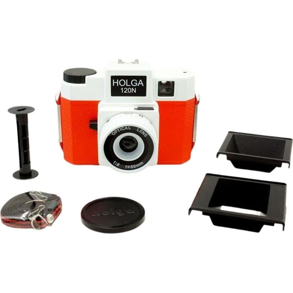 Cámara de película Holga 120N formato medio Rojo/Blanco
