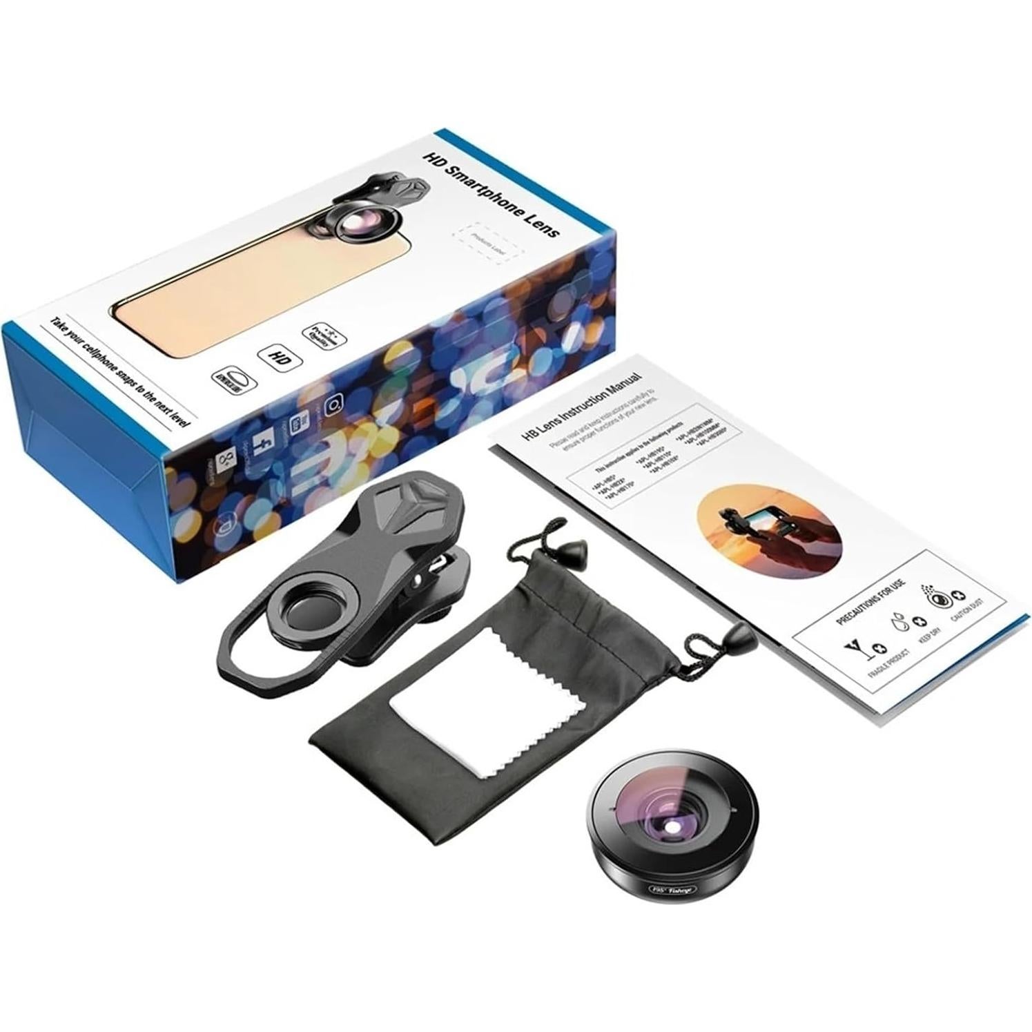 Lente Ojo de Pez 195 Grados HD 4K QCJGBS para Móvil