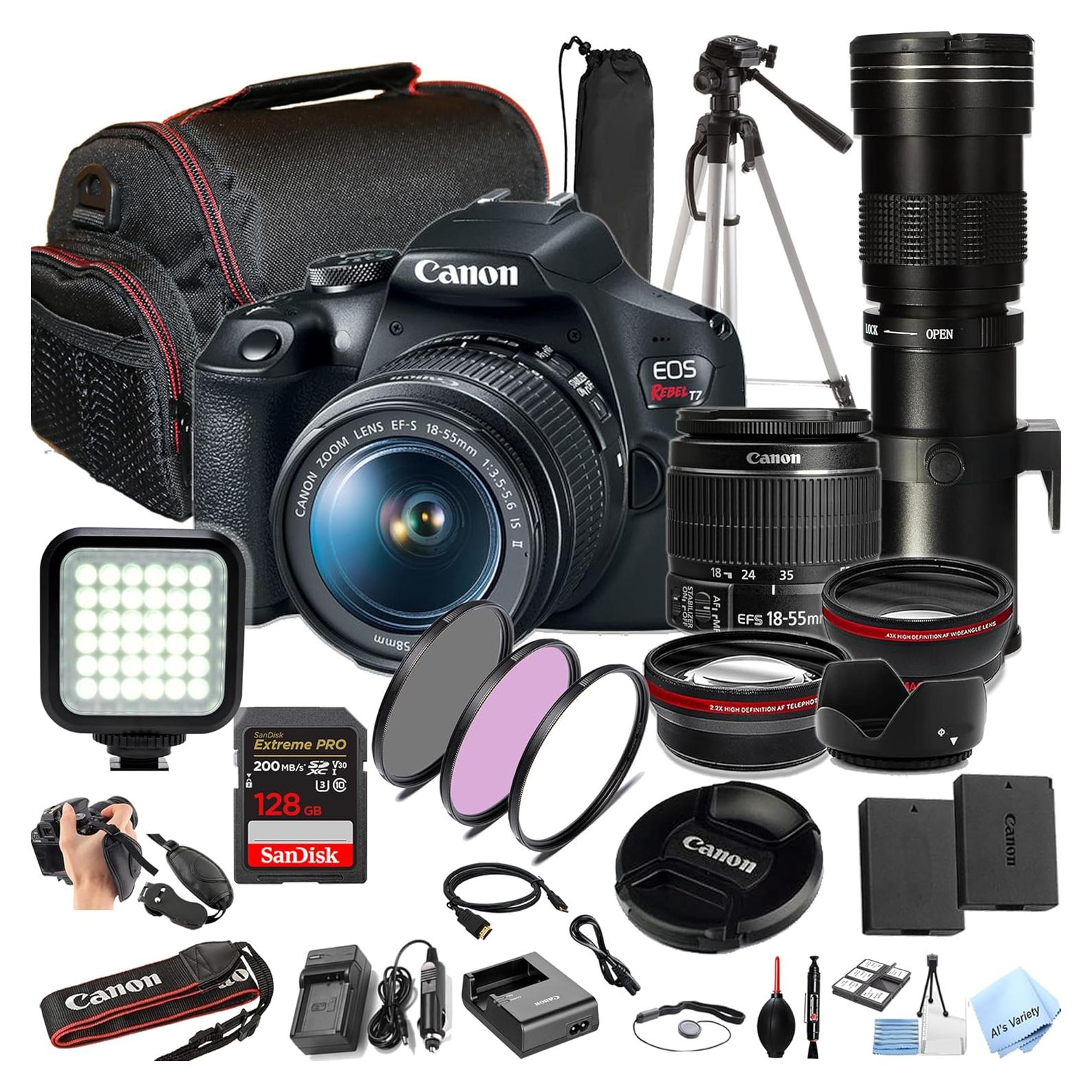 Cámara DSLR Canon EOS Rebel T7 + Lentes 18-55mm y 420-800mm