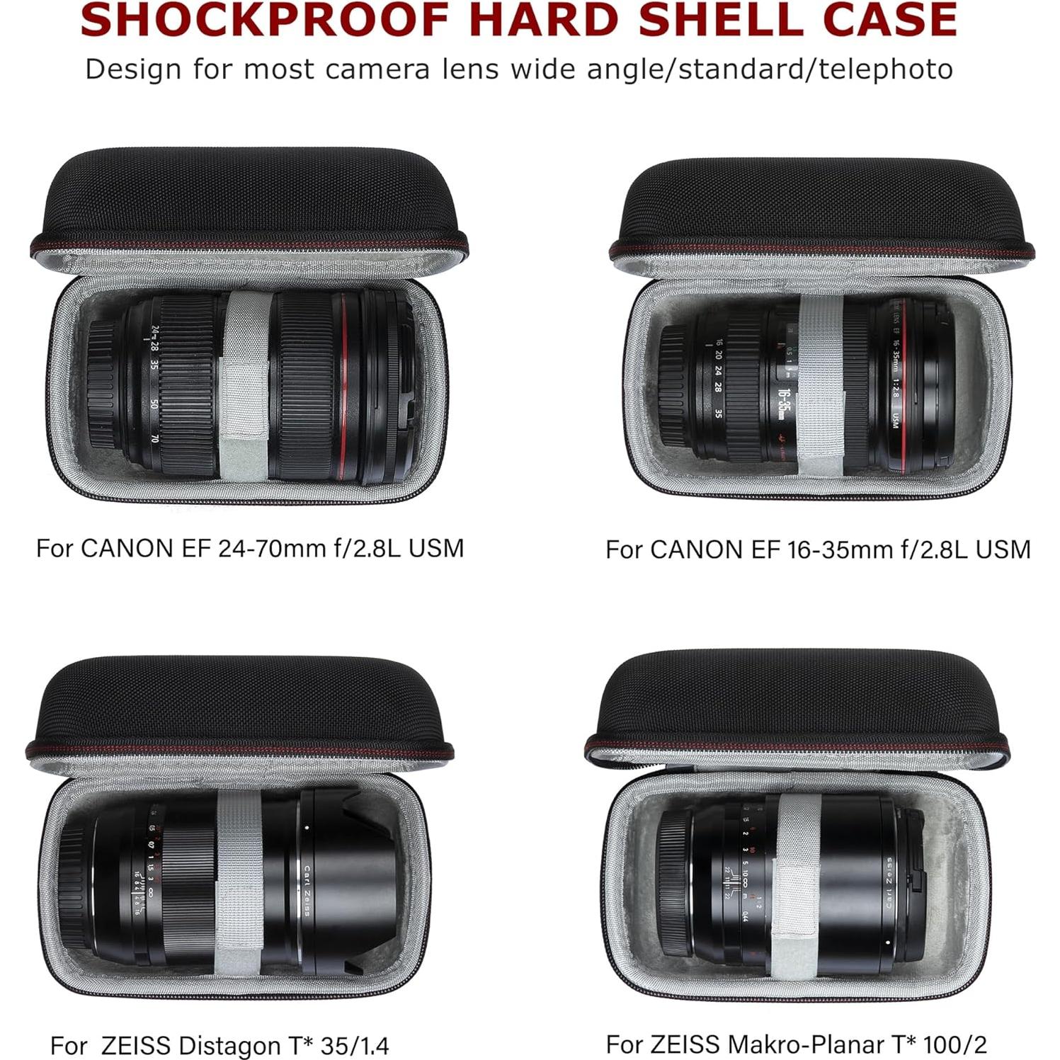 Funda Protectora Dura Ginsco para Lentes de Cámara Universal