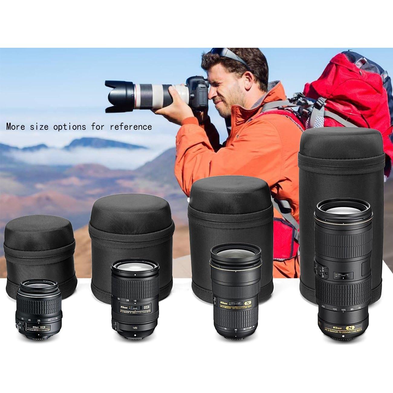 Funda Semi-Dura para Lente de Cámara DSLR WGear Negra Grande