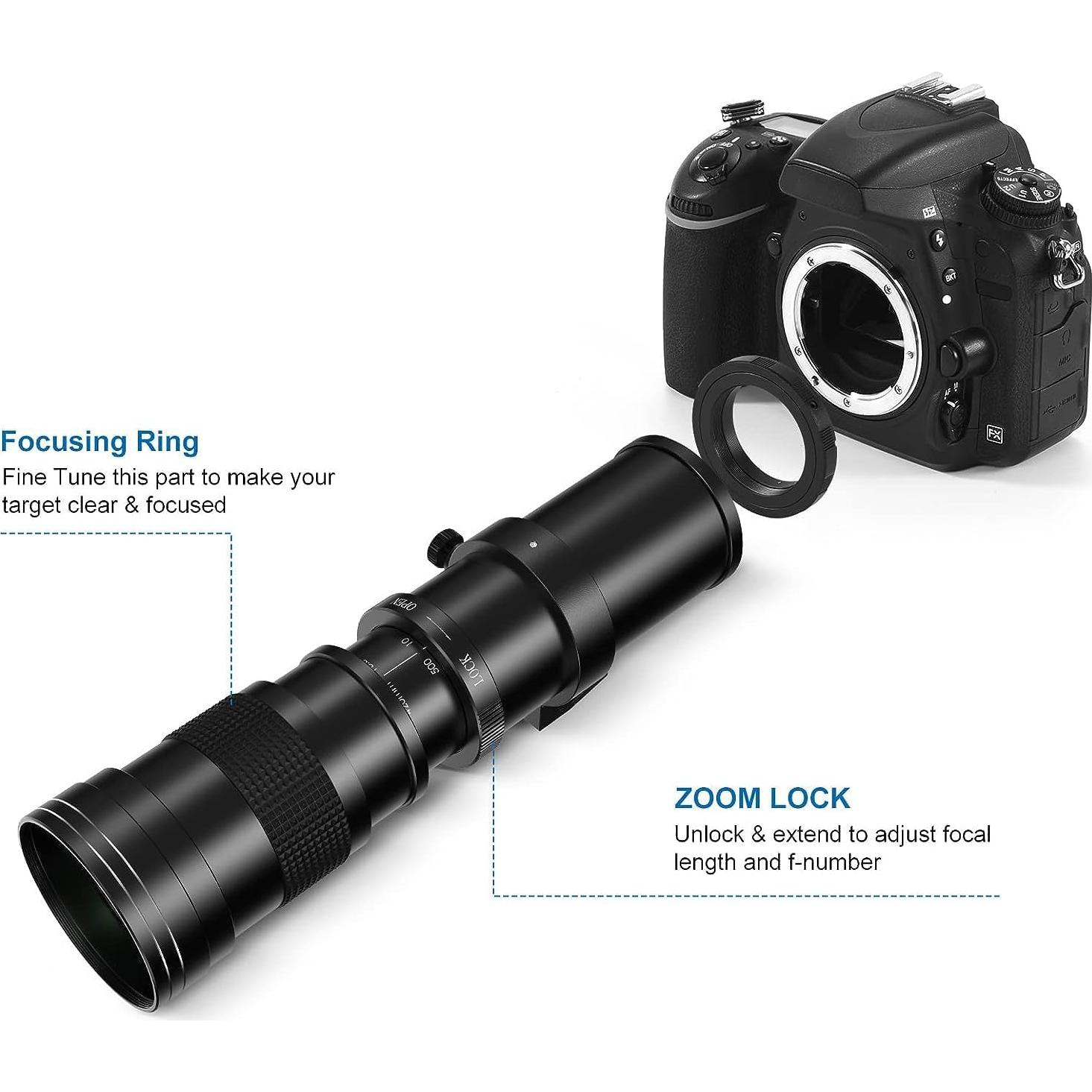 Teleobjetivo Manual HD 420-1600mm f/8.3 para Nikon DSLR