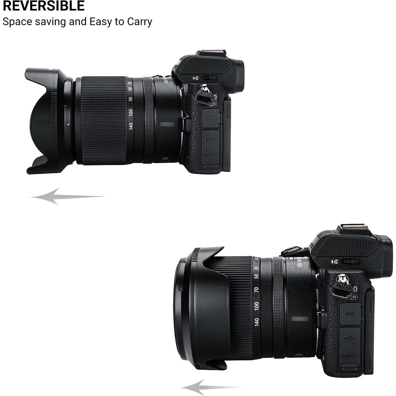 Parasoles Reversibles JJC para Nikon NIKKOR Z DX 18-140mm