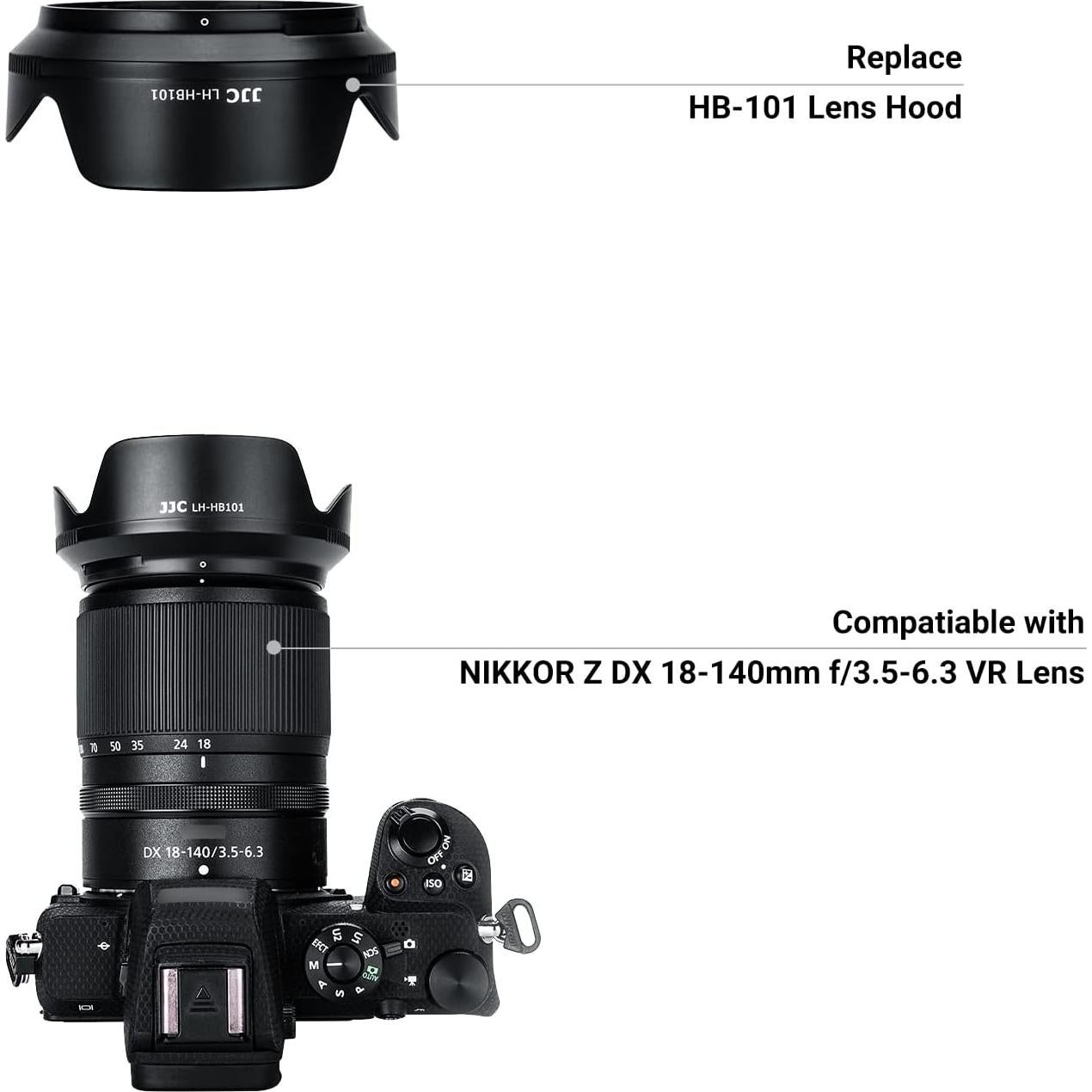 Parasoles Reversibles JJC para Nikon NIKKOR Z DX 18-140mm