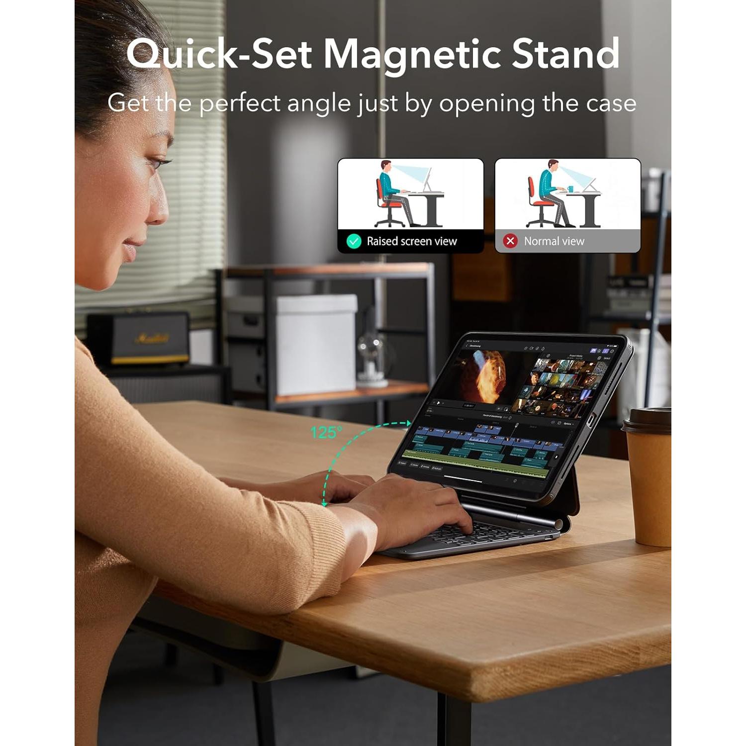 Funda ESR para iPad Air 11" con teclado magnético negro