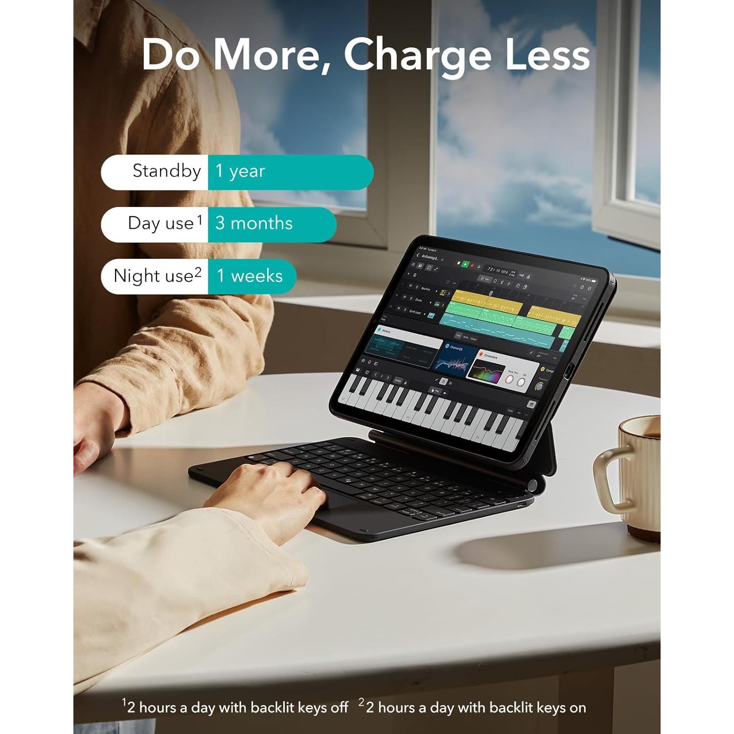 Funda ESR para iPad Air 11" con teclado magnético negro