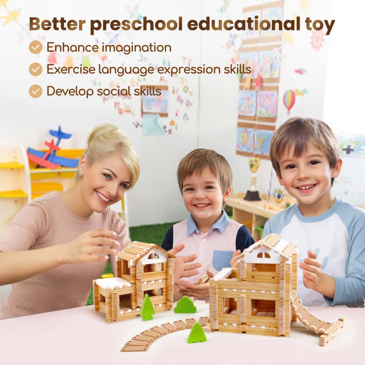 Bloques de Madera Jovi-mindly 96 PCS para Niños 4-8 Años