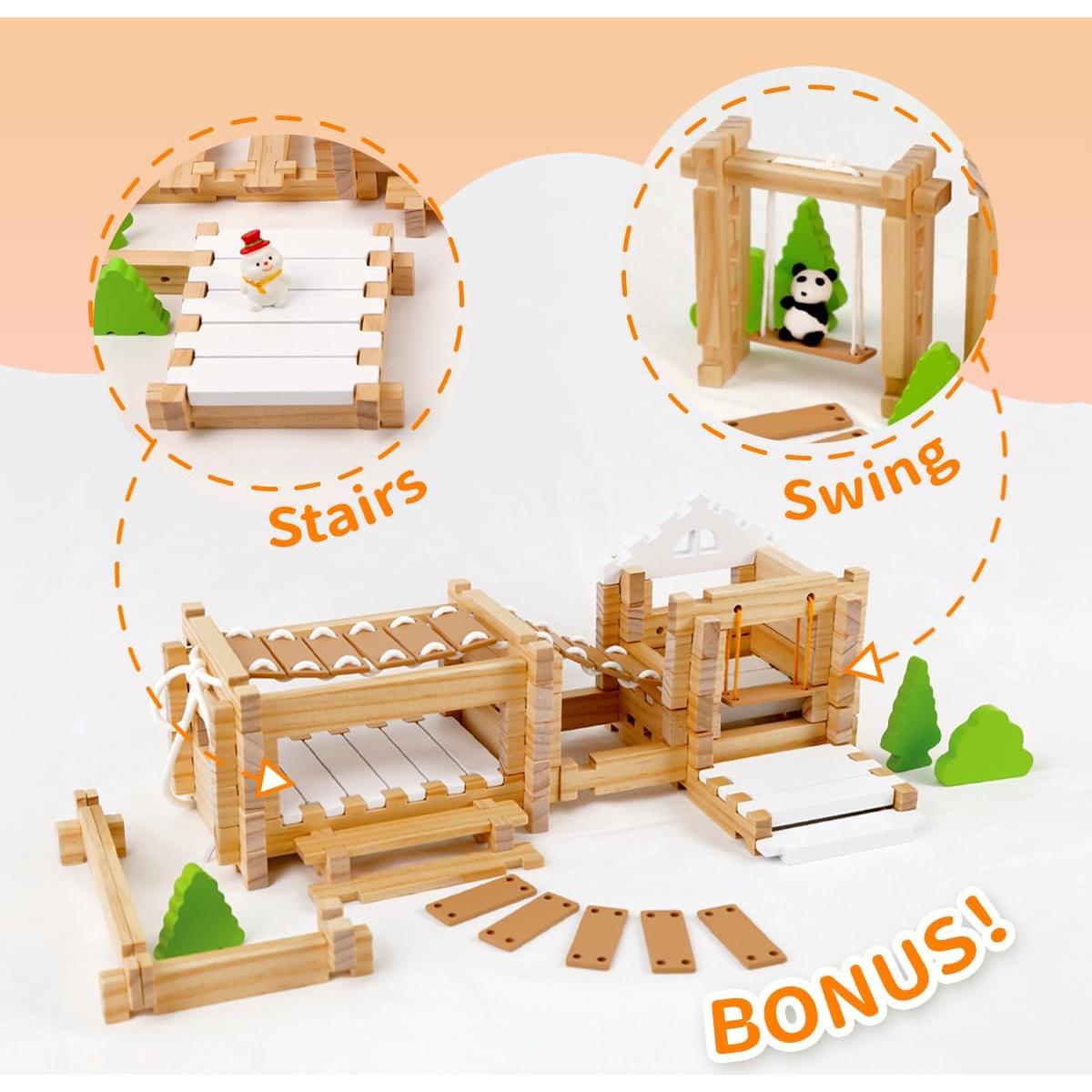 Bloques de Madera Jovi-mindly 96 PCS para Niños 4-8 Años