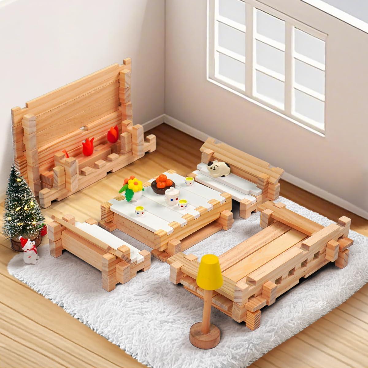 Bloques de Madera Jovi-mindly 96 PCS para Niños 4-8 Años