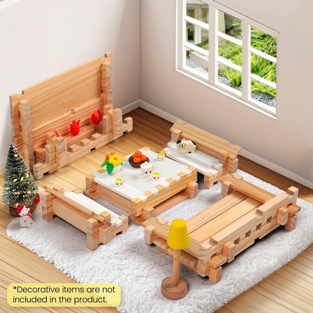 Bloques de Madera Jovi-mindly 96 Piezas para Niños 4-8 Años