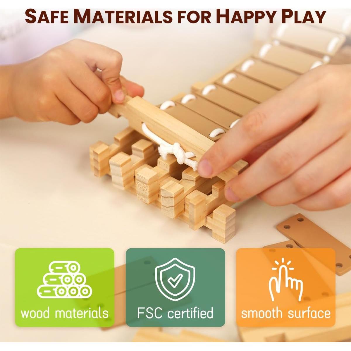 Bloques de Madera Jovi-mindly 96 Piezas para Niños 4-8 Años