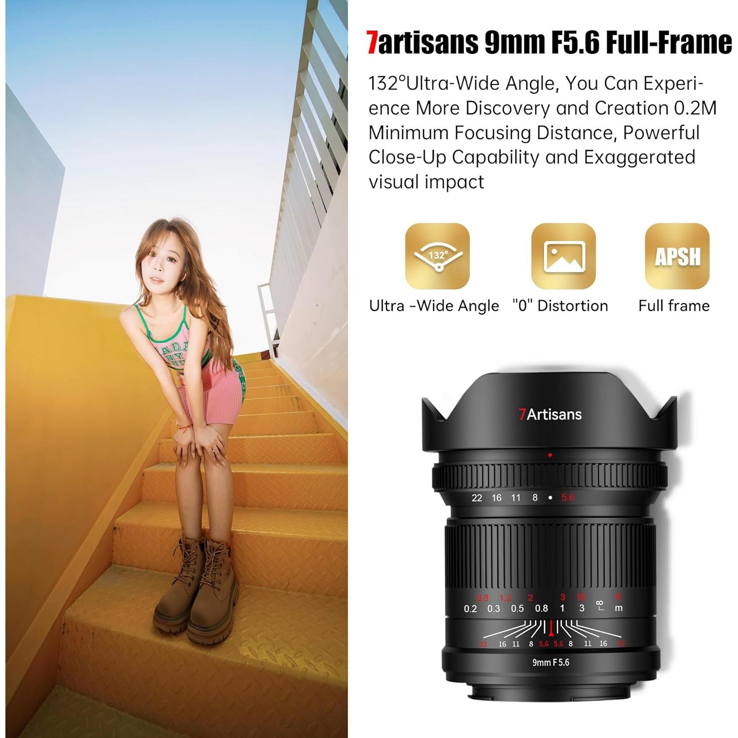 Lente Gran Angular 7artisans 9mm F5.6 para Sony FE