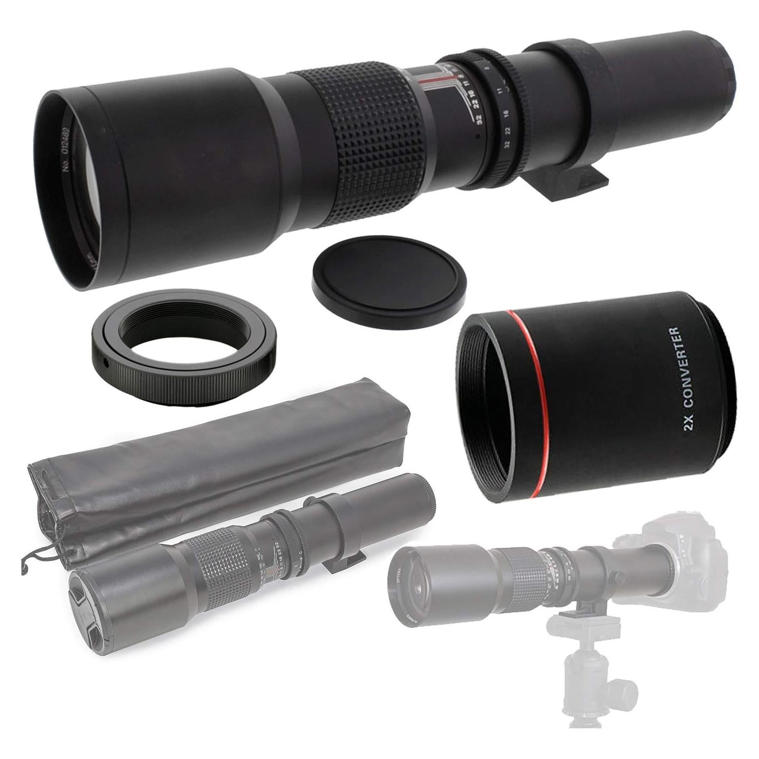 Lente Telefoto 500mm f/8-32 para Canon DSLR con Adaptador T-mount