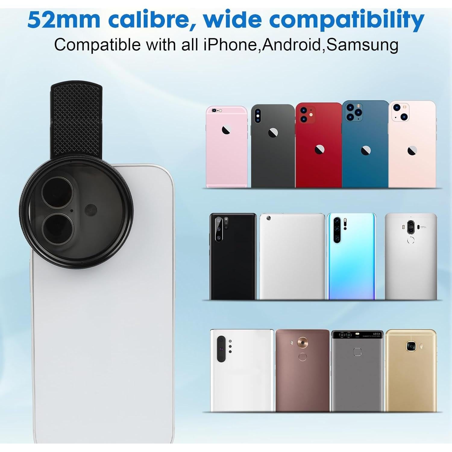 Filtro CPL 52mm SPHOSWHP para Smartphone - Polarizador Clip-On