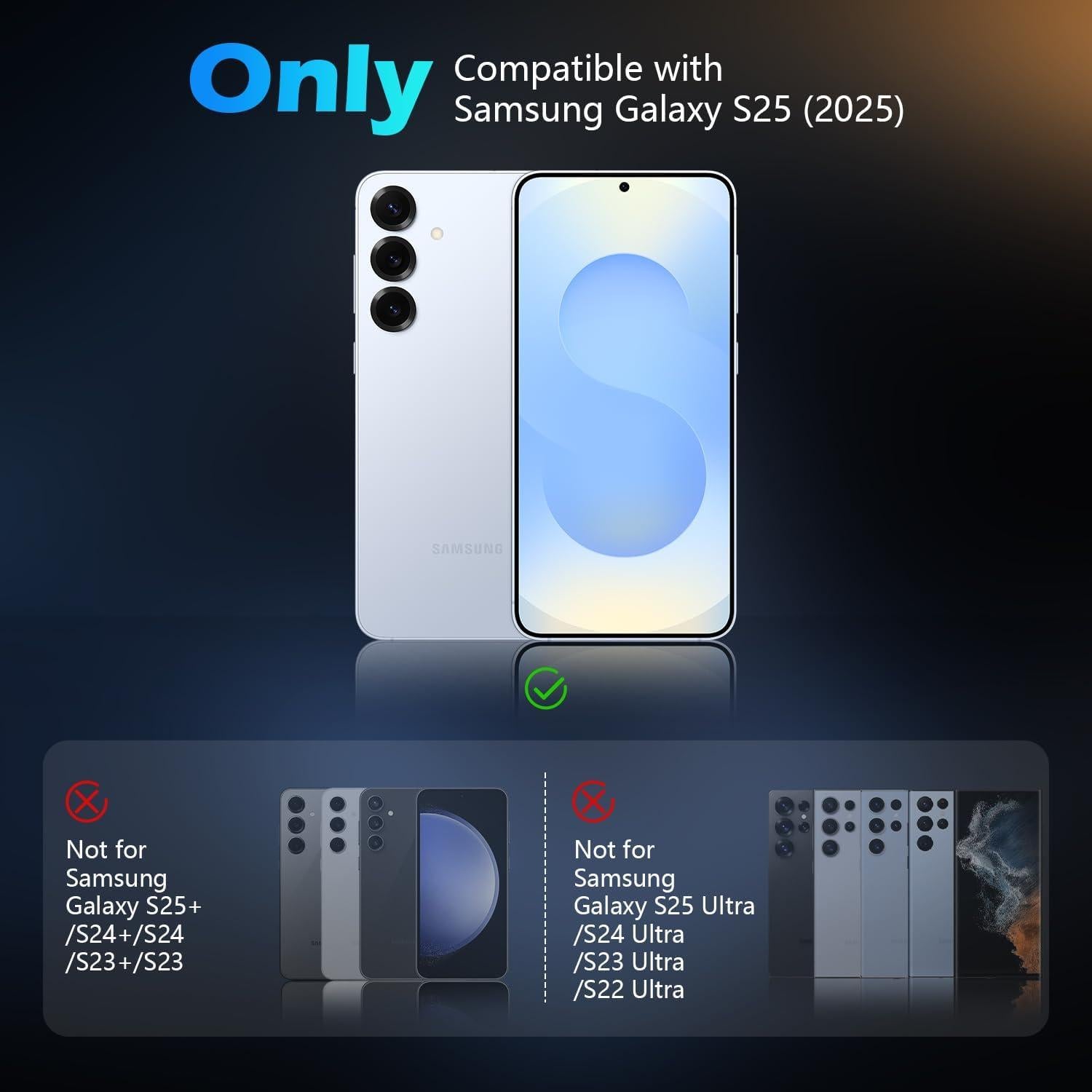 imluckies 3 Packs Camera Lens Protector for Samsung Galaxy S25 HD Tempered Glass, 9H Anti-Scratch & Ultra Clear Back Screen Camera Film, Case Friendly for S 25 6.2", Clear