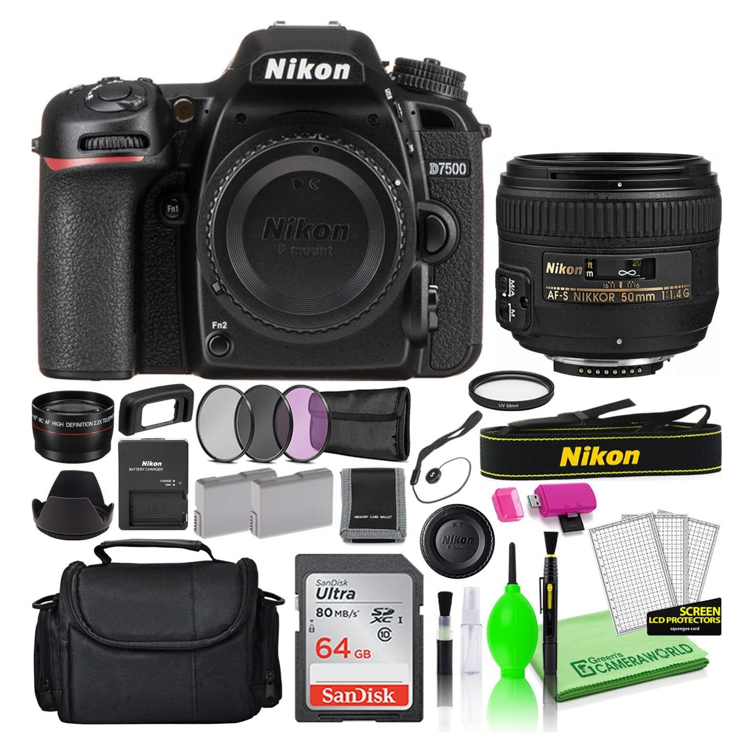 Cámara Digital DSLR Nikon D7500 20.9MP + Lente 50mm + Accesorios