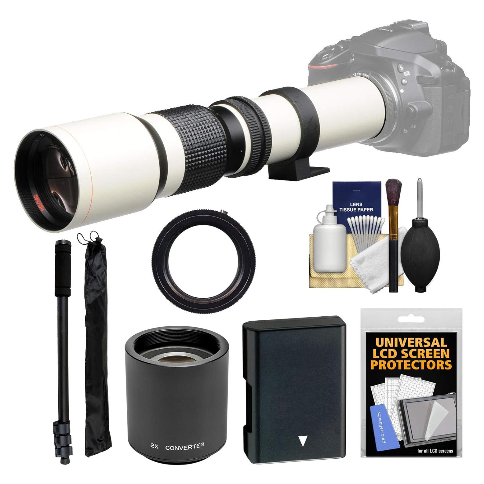 Lente Telefoto Vivitar 500mm f/8.0 + Teleconvertidor 2x + Accesorios