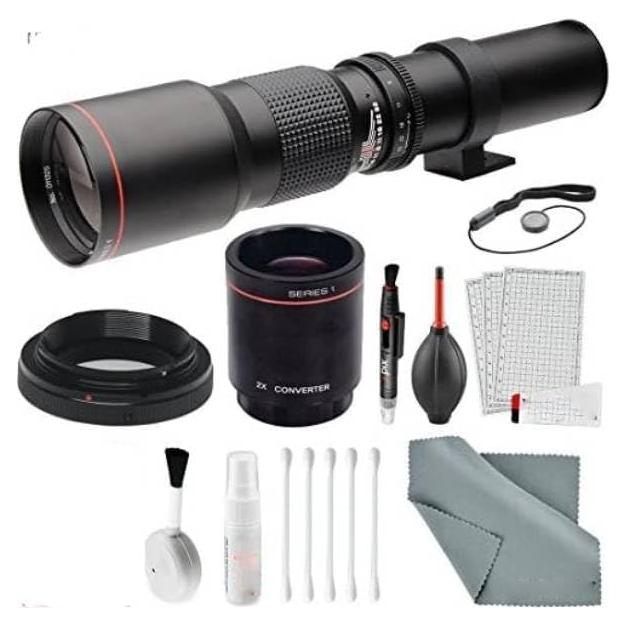 Lente Telefoto 500mm f/8.0 Nikon + Multiplicador 2X + Accesorios