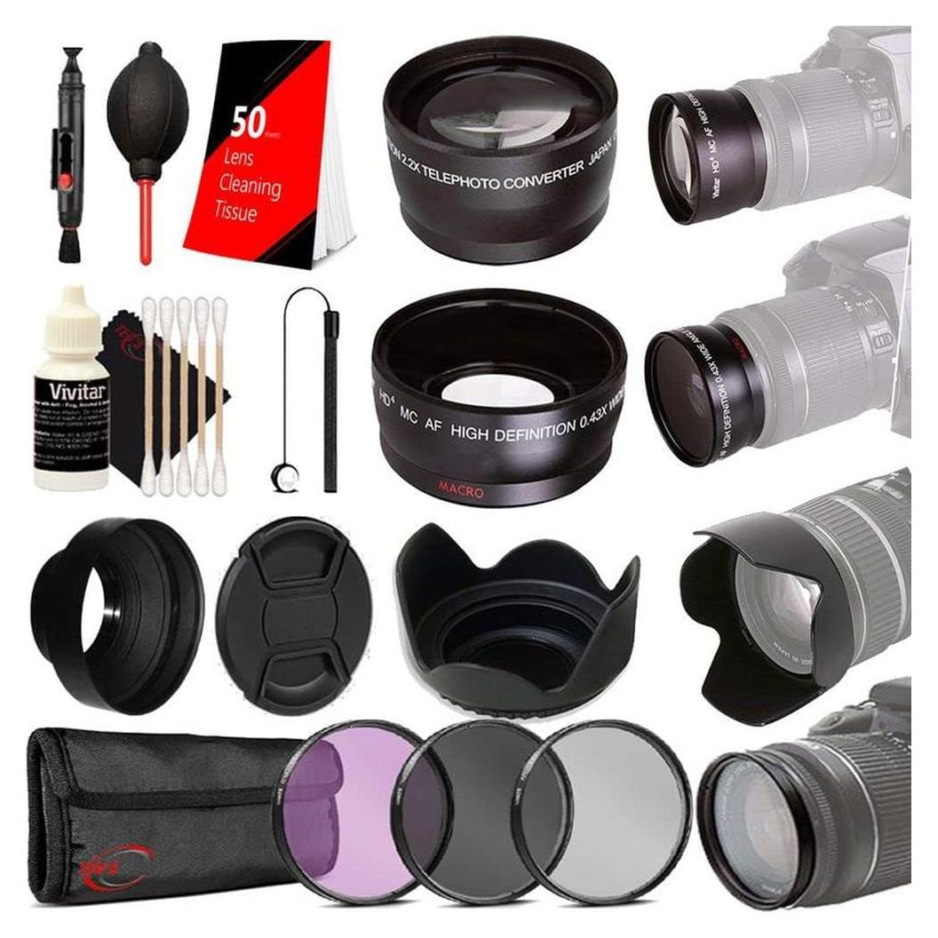 Lente Telefoto y Gran Angular 52mm Vivitar + Kit de Filtros