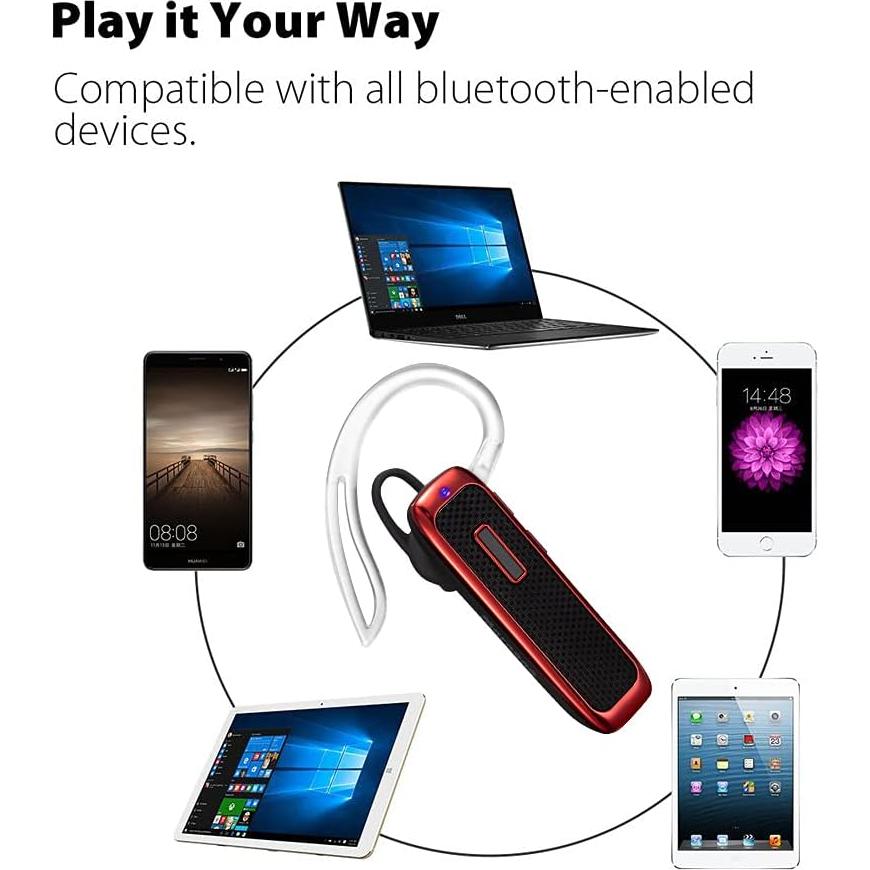 Auricular Bluetooth Marnana Inalámbrico Rojo con 18 Horas de Batería