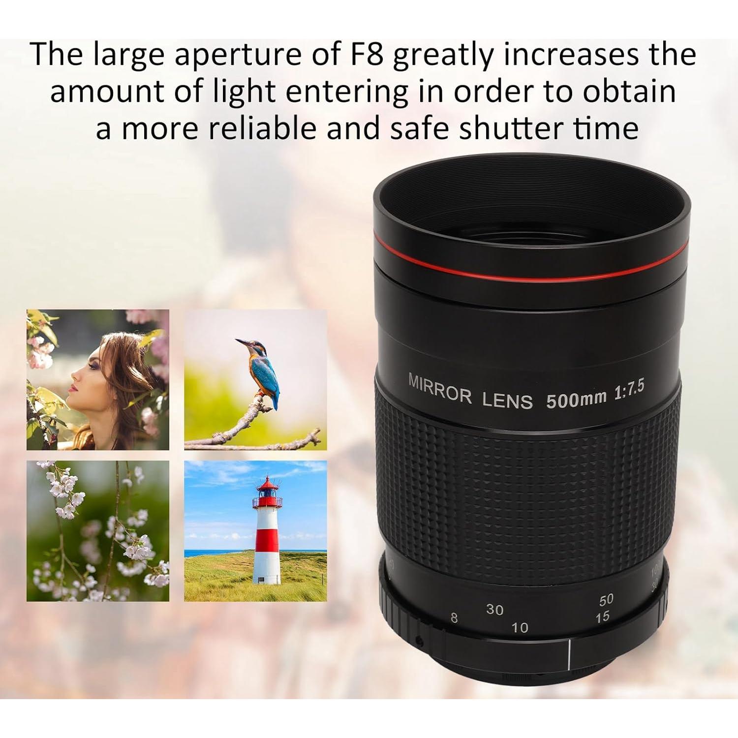 Lente telefoto espejo GOSHYDA 500mm F8 para cámaras AI