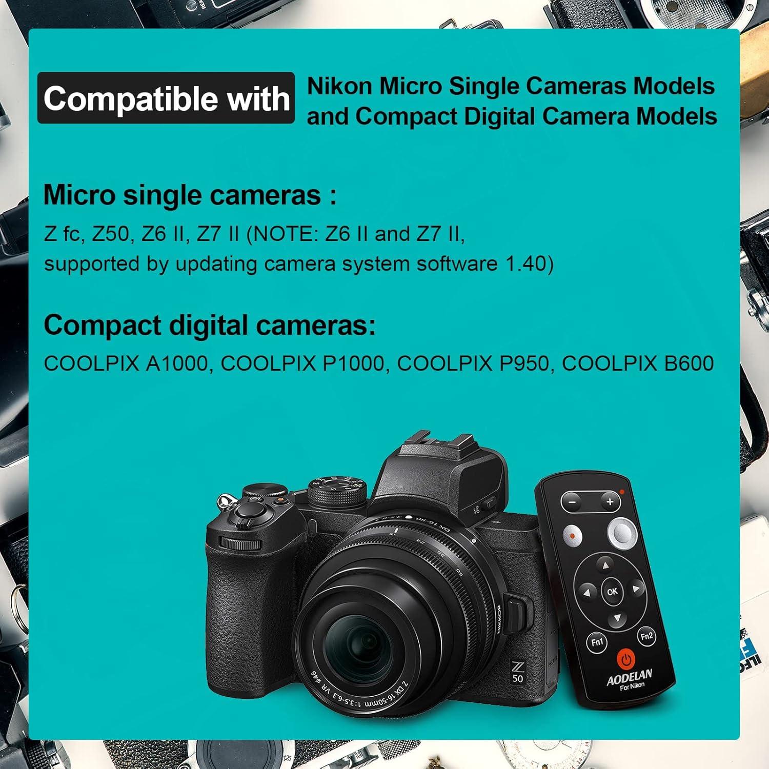 Control Remoto Inalámbrico AODELAN para Nikon COOLPIX P1000 P950 B600 A1000 Z50 Z30 Z fc