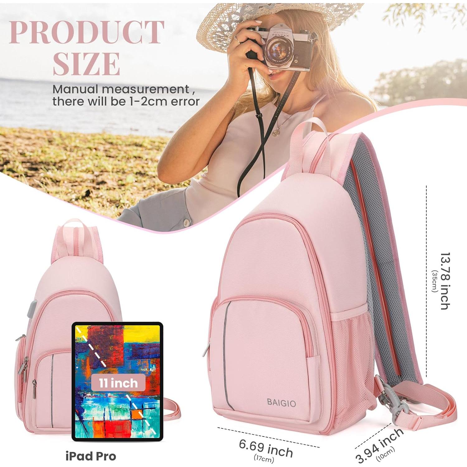 Bolsa de Mensajero para Cámara BAIGIO Rosa 17x10x35cm