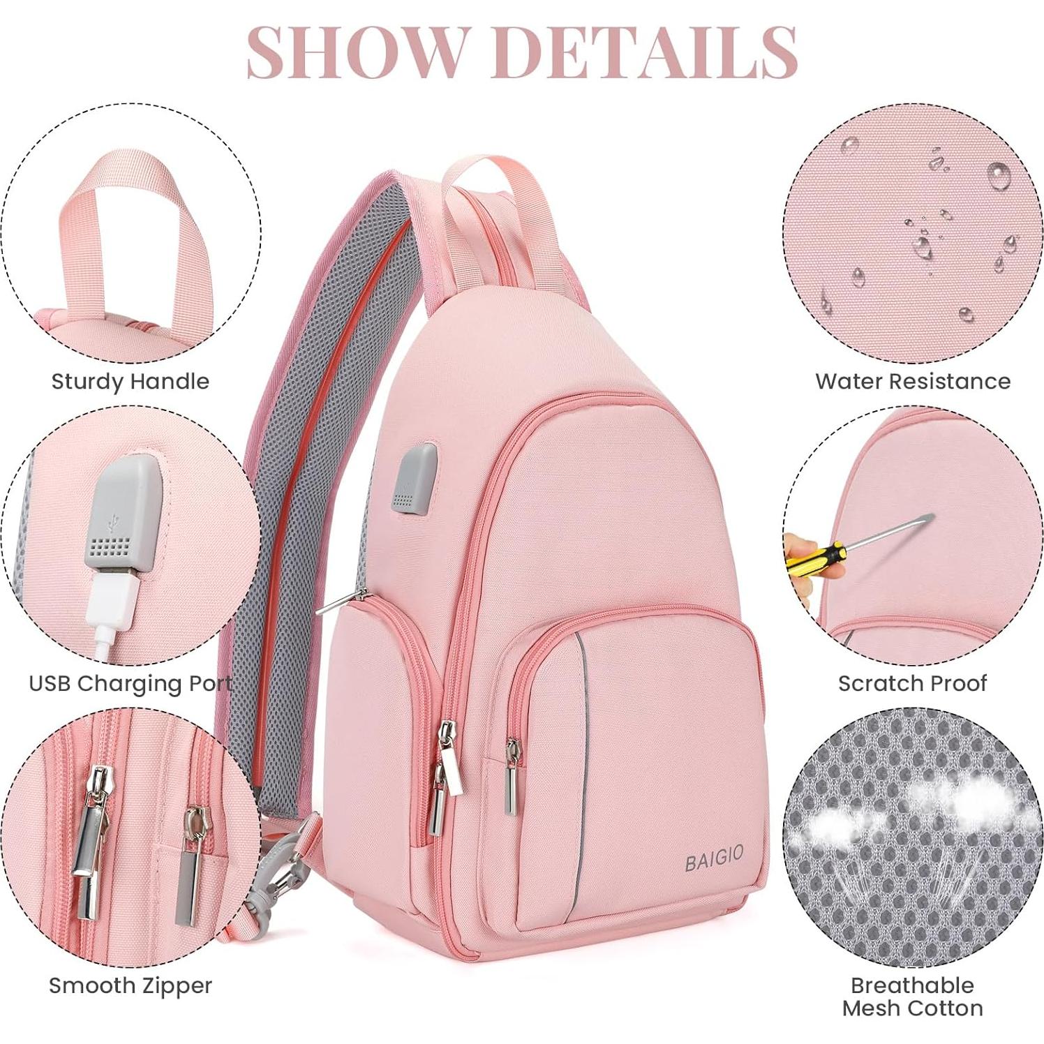 Bolsa de Mensajero para Cámara BAIGIO Rosa 17x10x35cm