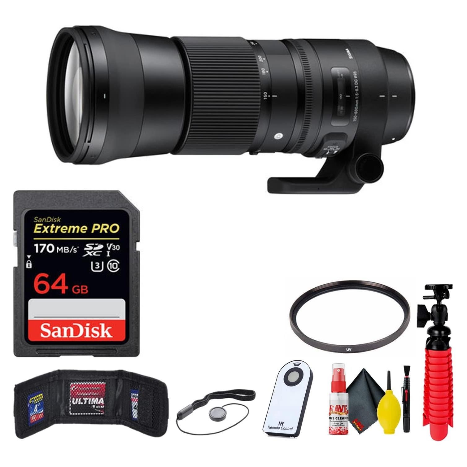 Lente Sigma 150-600mm f/5-6.3 DG OS HSM para Nikon F + Tarjeta SD 64GB