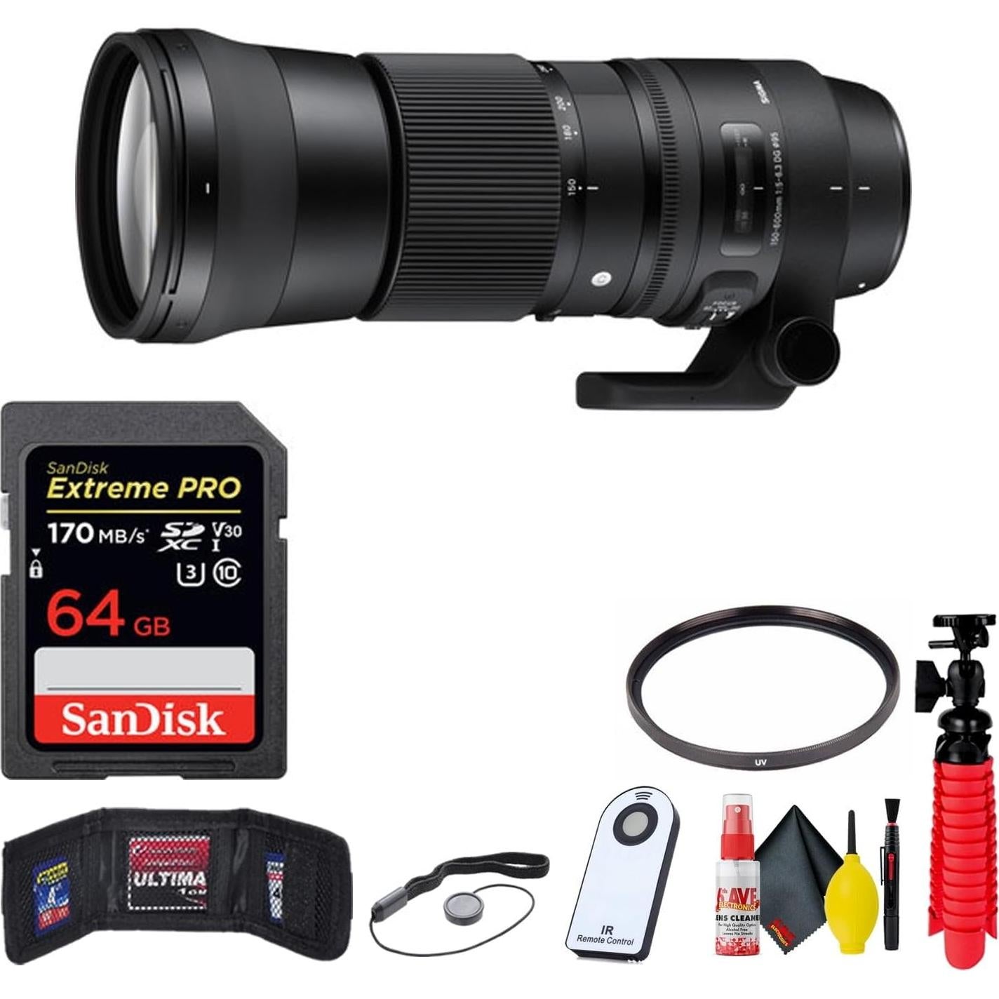 Lente Sigma 150-600mm f/5-6.3 DG OS HSM para Nikon F + Tarjeta SD 64GB