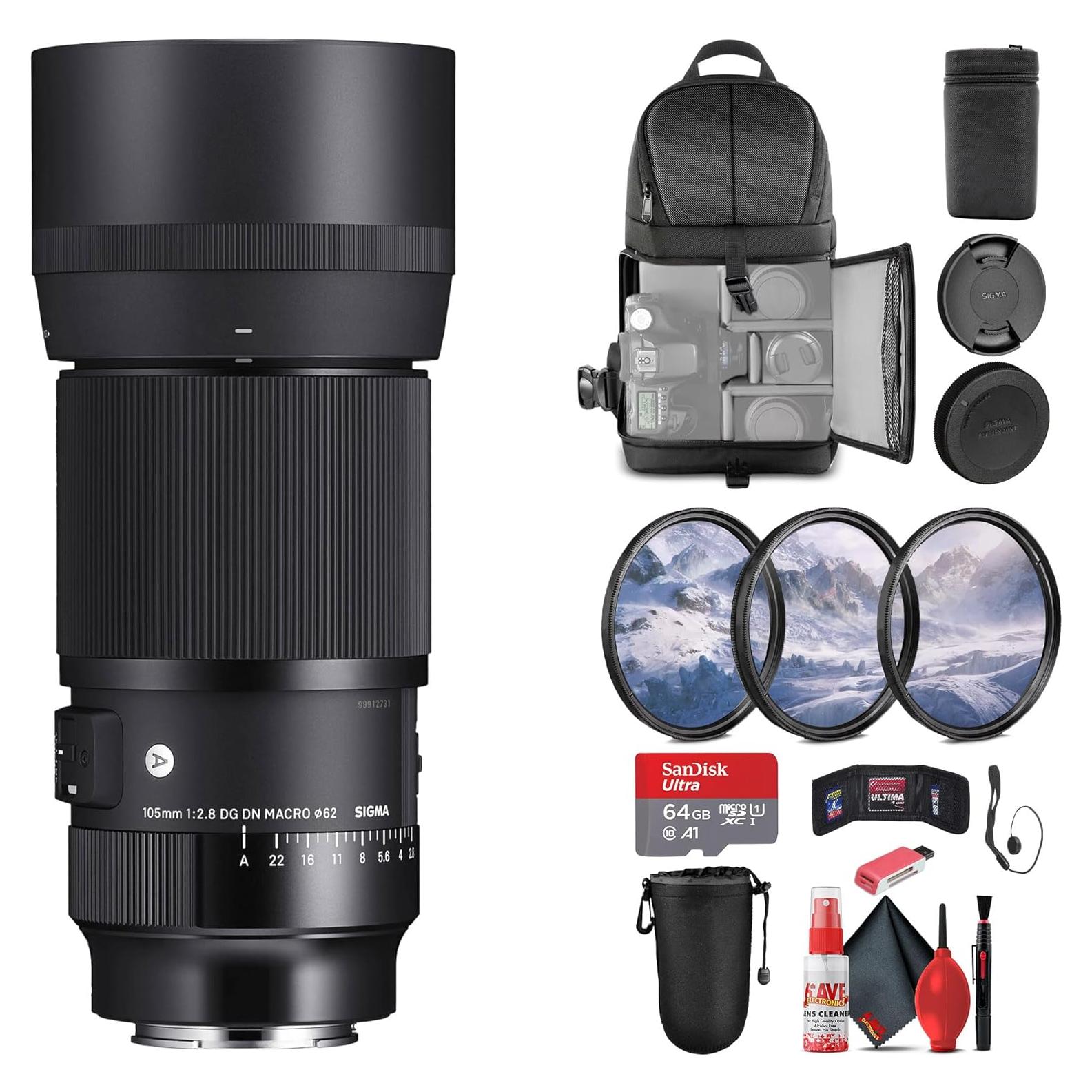 Lente Sigma 105mm f/2.8 DG DN Macro Art para Sony E + Accesorios