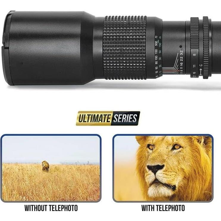 Lente Telefoto Manual 500mm/1000mm Optura HD para Pentax