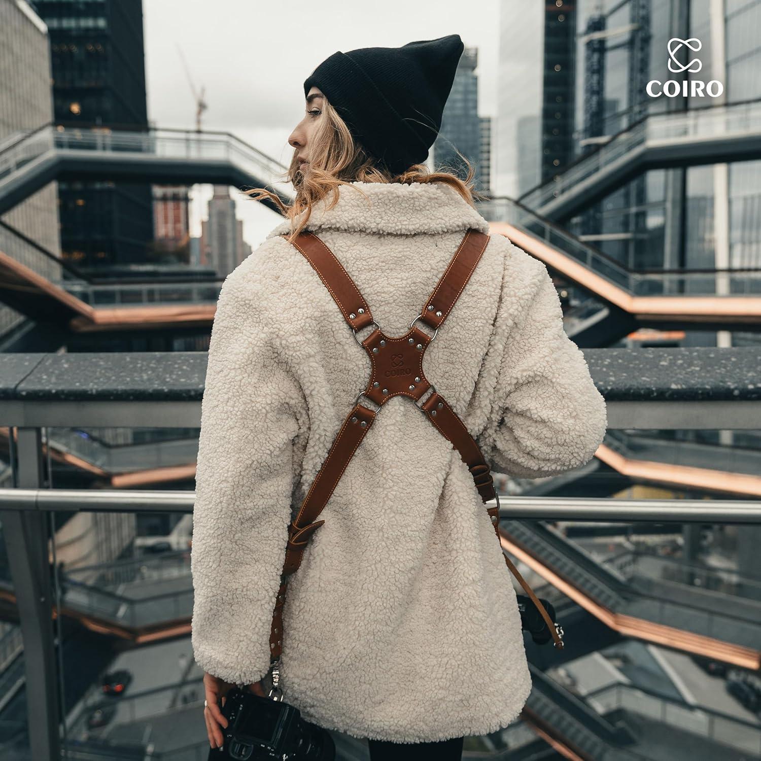 Arnés de cámara doble Pro In Style para 2 cámaras - Cuero marrón