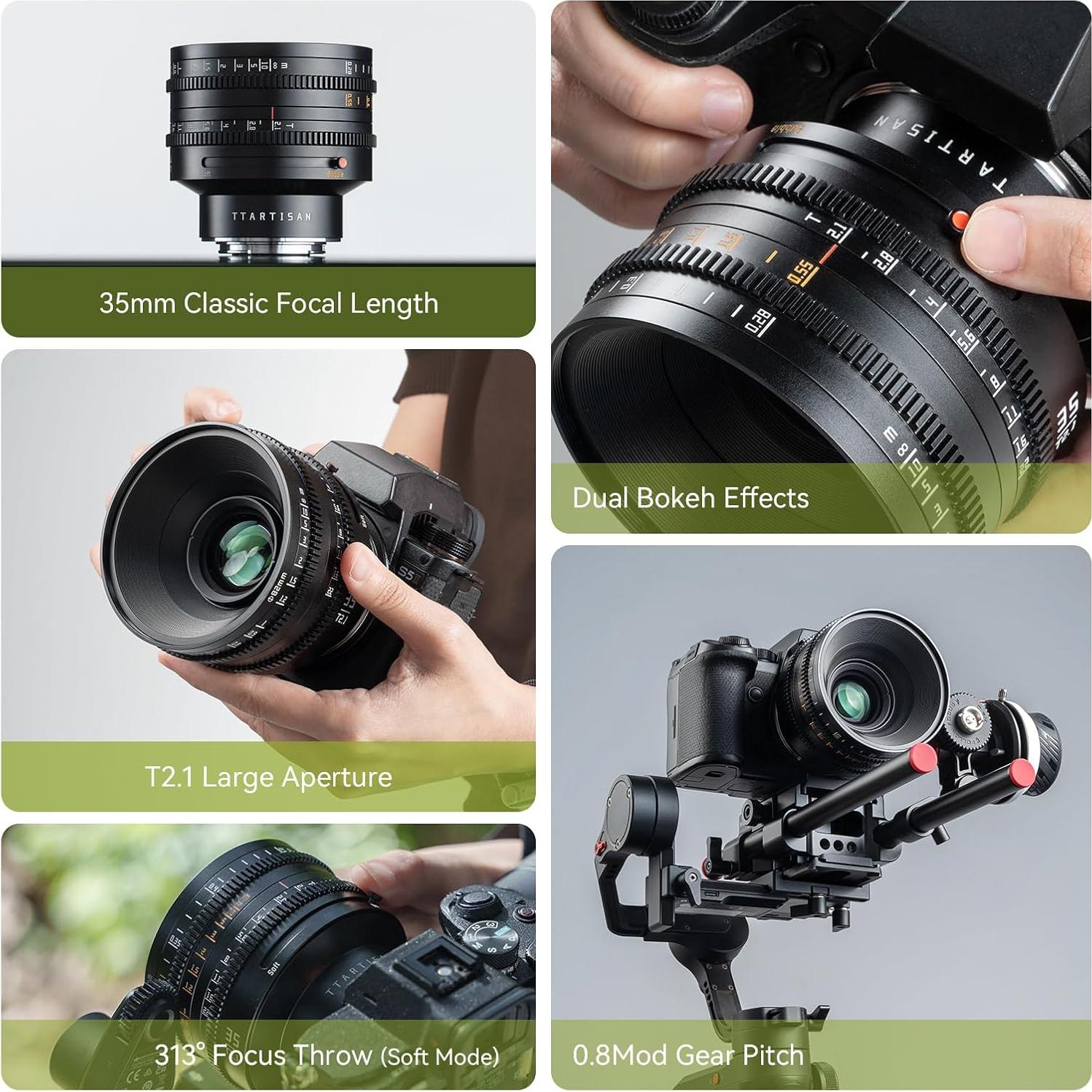 Lente de Cine TTARTISAN 35mm T2.1 Montura X Enfoque Manual