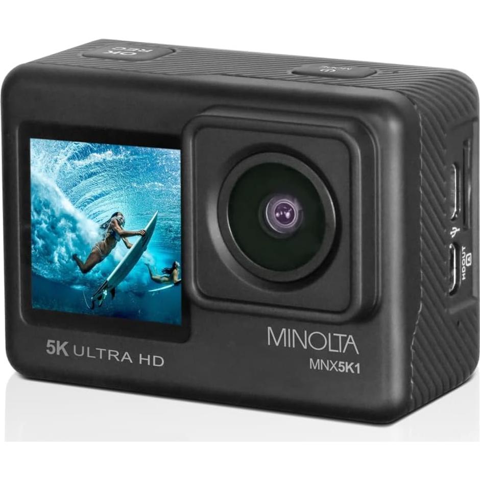Cámara de Acción Minolta MNX5K1 5K Ultra HD 24MP Kit Completo