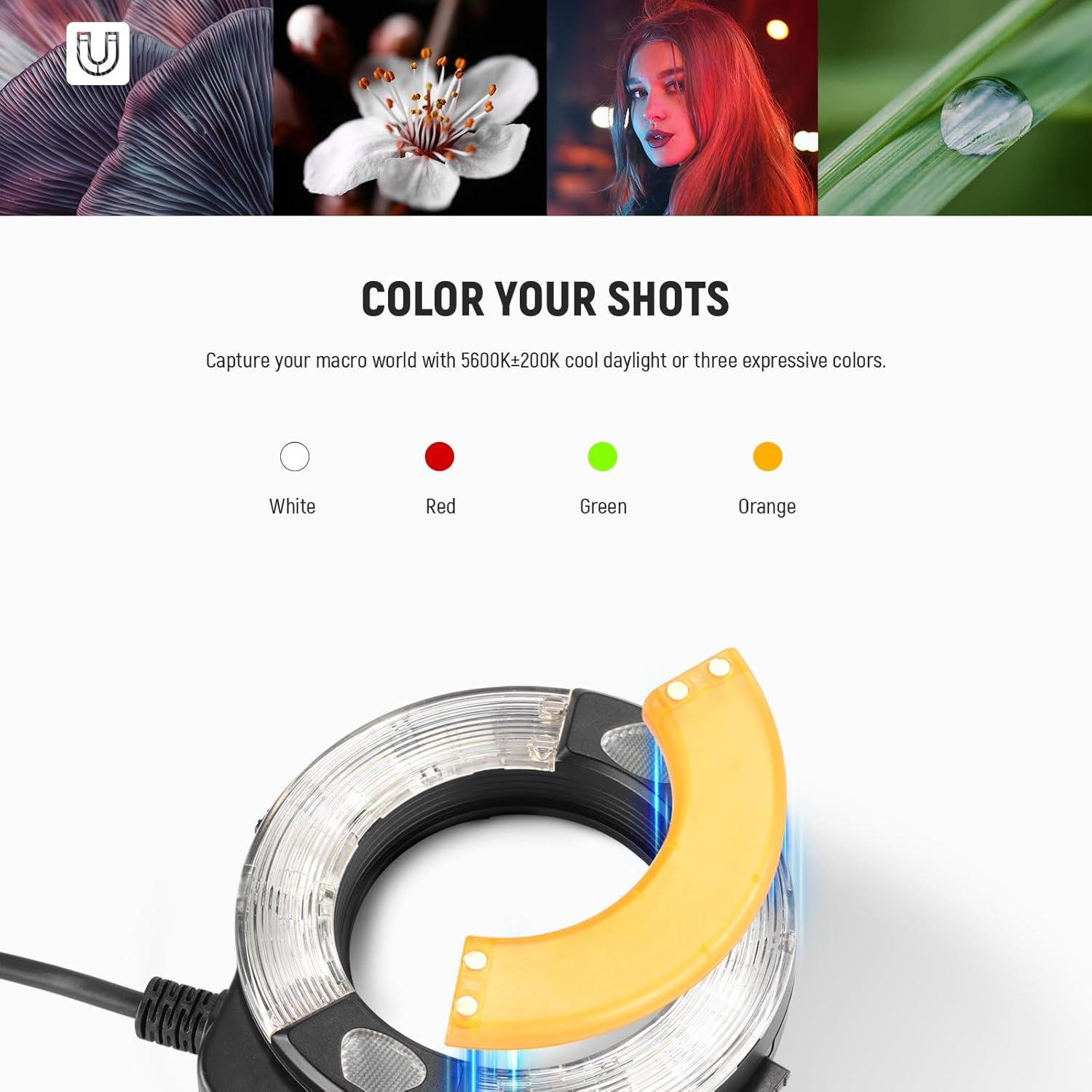 Flash de Anillo NEEWER RF1-C para Canon, 76Ws GN15 TTL Macro